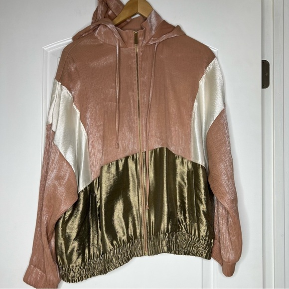 Zara Color Block Hooded Zip Front Jacket Windbreaker size large - Picture 2 of 14